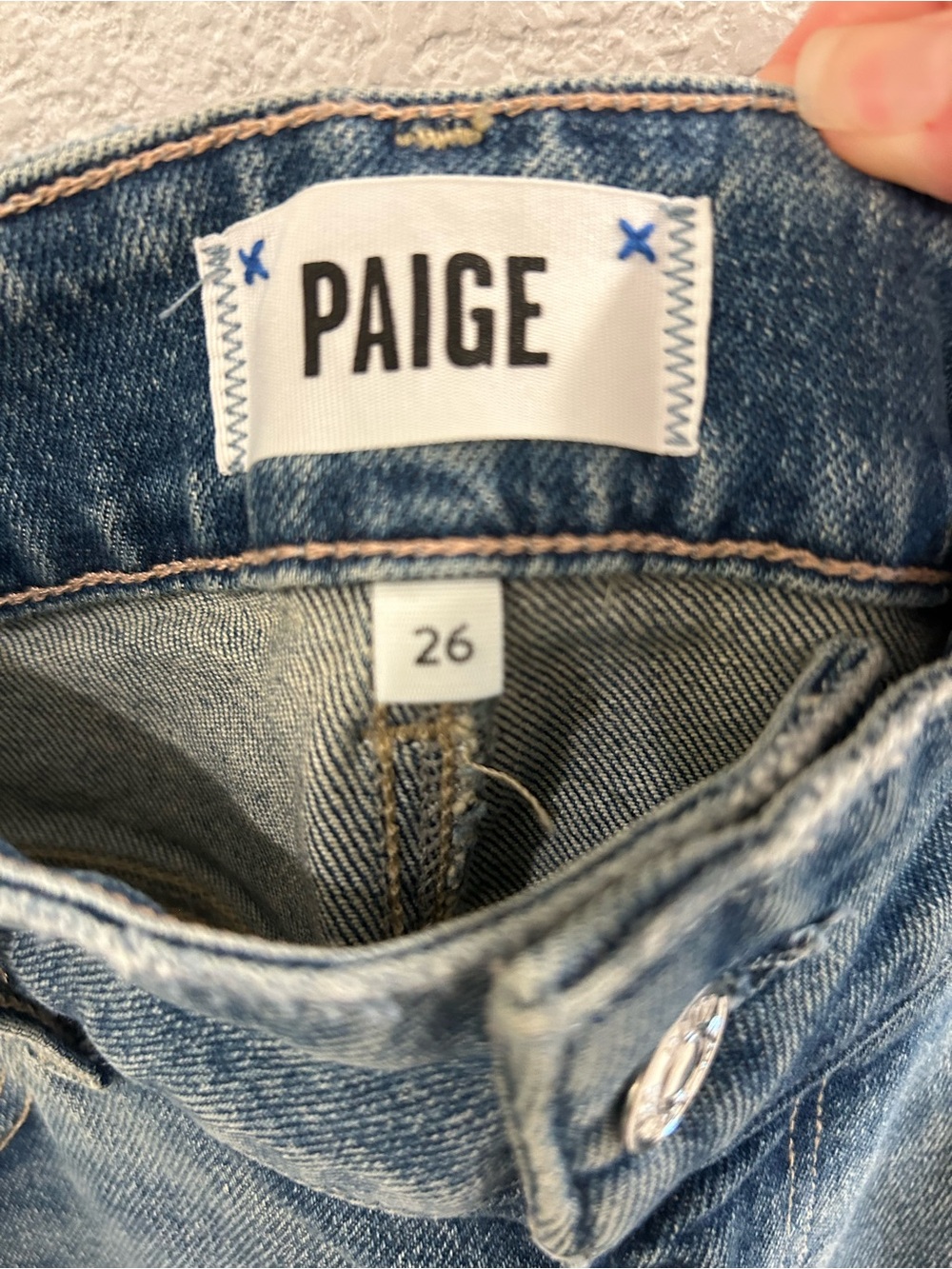 PAIGE Wide-Leg Rolled Hem Blue Jeans - Picture 2 of 8
